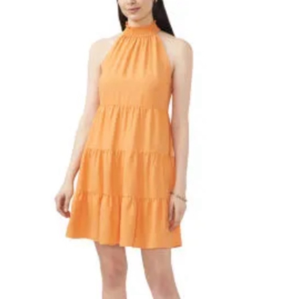 Halter Tiered Mini Dress in Orange